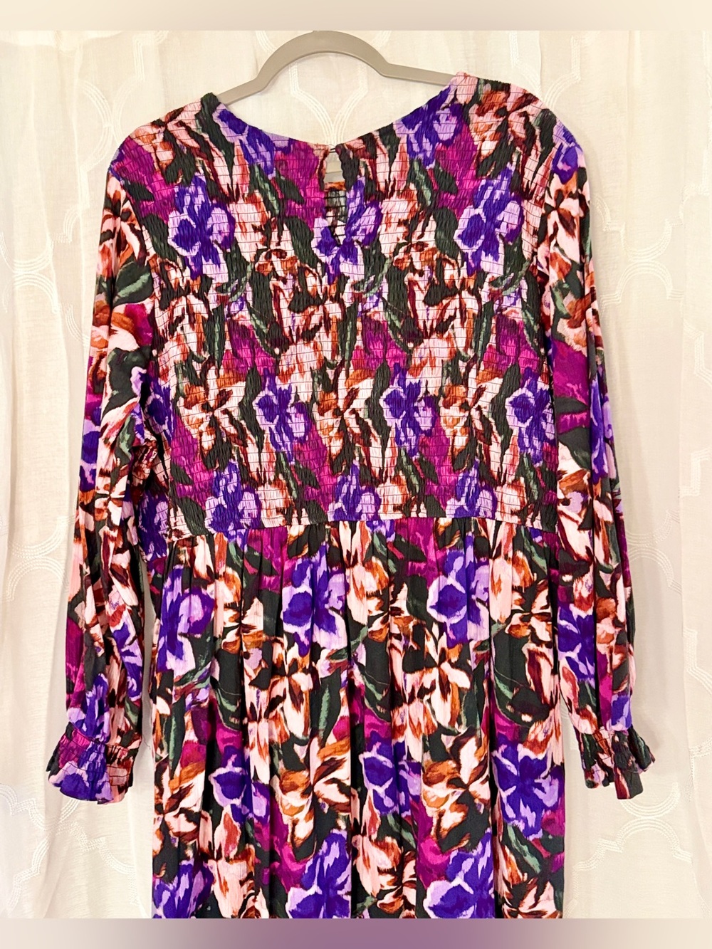 Terra & Sky Purple Boho Floral Tiered Midi Dress Plus Size 2X - Picture 9 of 12